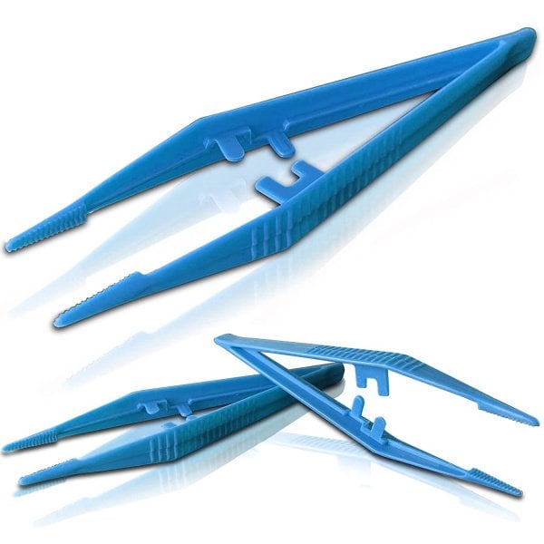 Borox Penset 13 cm Plastik Mavi - Küt Uçlu Dişli Düz Cımbız - 100 Adet Toptan