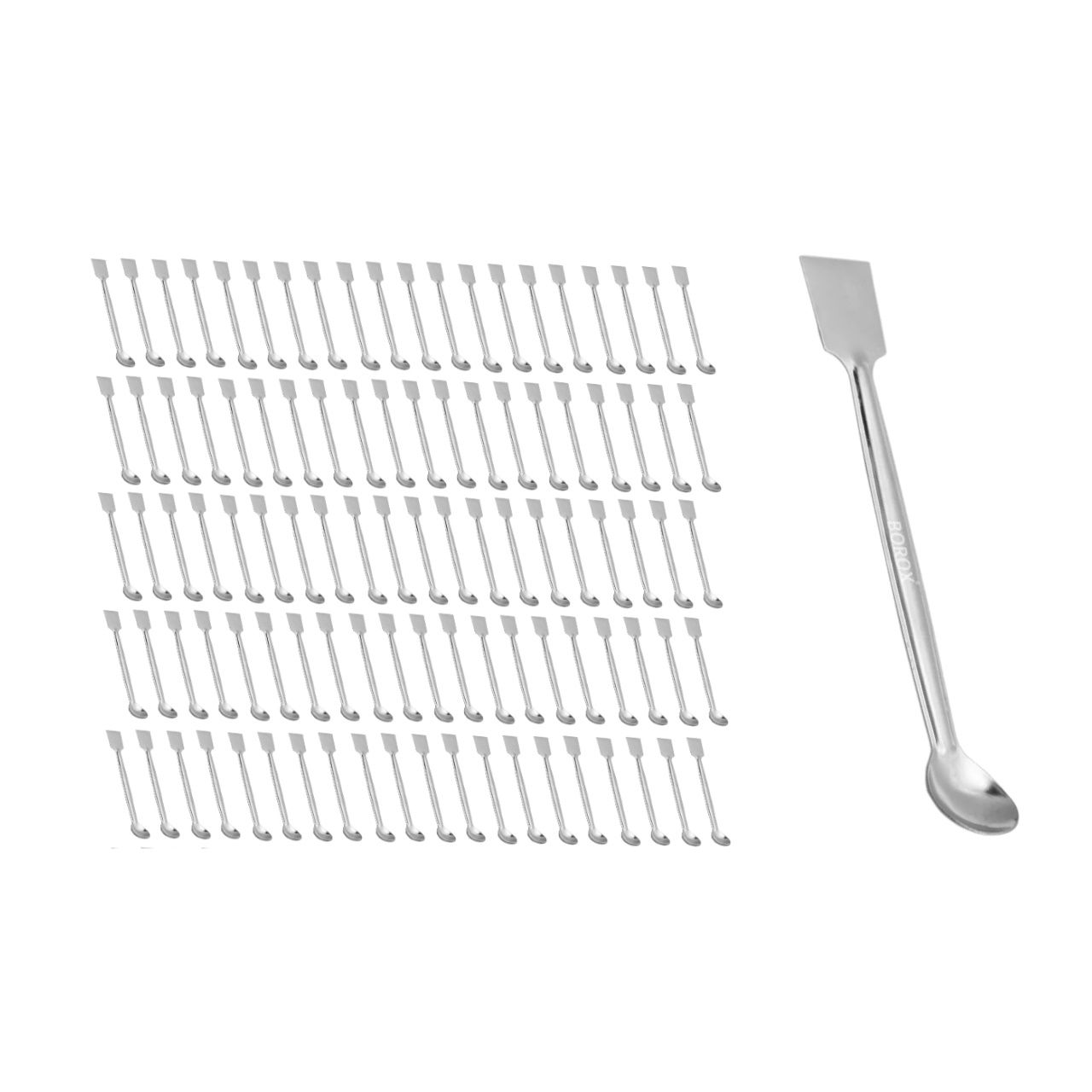 Borox Metal Spatül Kaşıklı İnce 15cm - Öğrenci Spatula 100 Adet Toptan