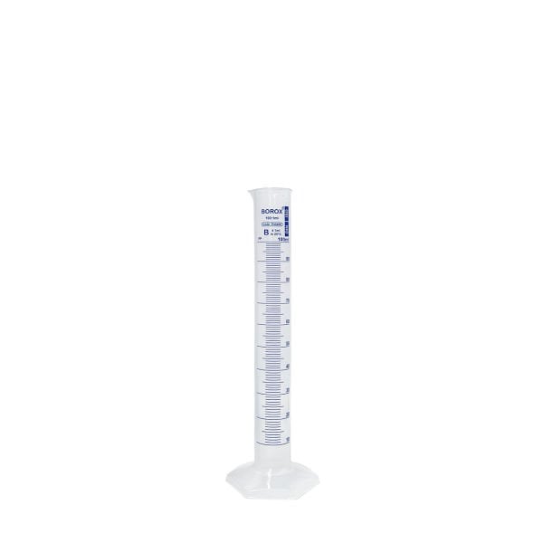 Borox Plastik Mezür 100 ml - Uzun Form - Dereceli Silindir Mavi Skala