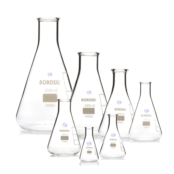 Borosil Cam Erlen 50 ml - Erlenmeyer Flask Dar Boyunlu