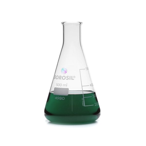 Borosil Cam Erlen 500 ml - Erlenmeyer Flask Dar Boyunlu