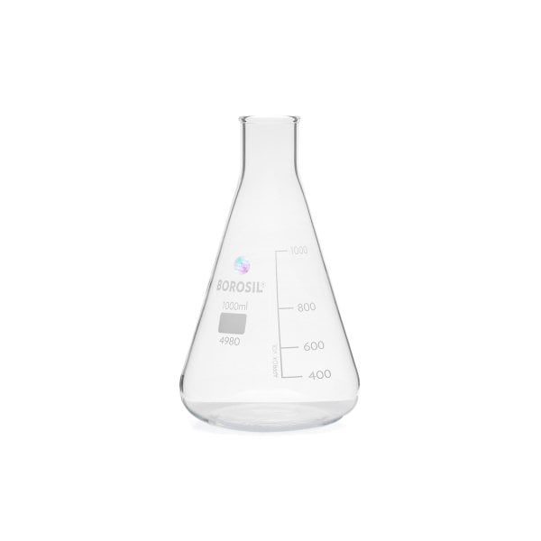 Borosil Cam Erlen 1000 ml - Erlenmeyer Flask Dar Boyunlu
