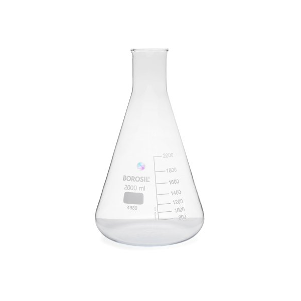 Borosil Cam Erlen 2000 ml - Erlenmeyer Flask Dar Boyunlu