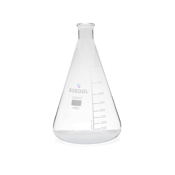 Borosil Cam Erlen 5000 ml - Erlenmeyer Flask Dar Boyunlu