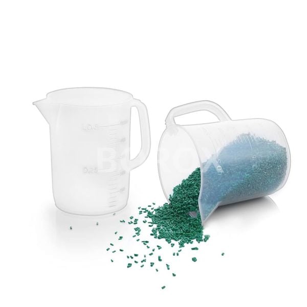 Borox Kulplu Plastik Beher 500 ml - Kabartma Dereceli Beaker - Ölçü Kabı - PP Beher - 12 Adet/Toptan
