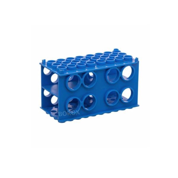 Borox Deney Tüpü Standı 30-20-17-12mm İçin - Plastik Mavi Tüplük - 4 Yüzeyli Multi Rack
