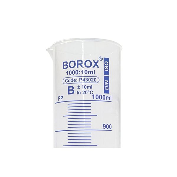 Borox Plastik Mezür 1000 ml - Uzun Form - Dereceli Silindir Mavi Skala - 12 Adet Toptan