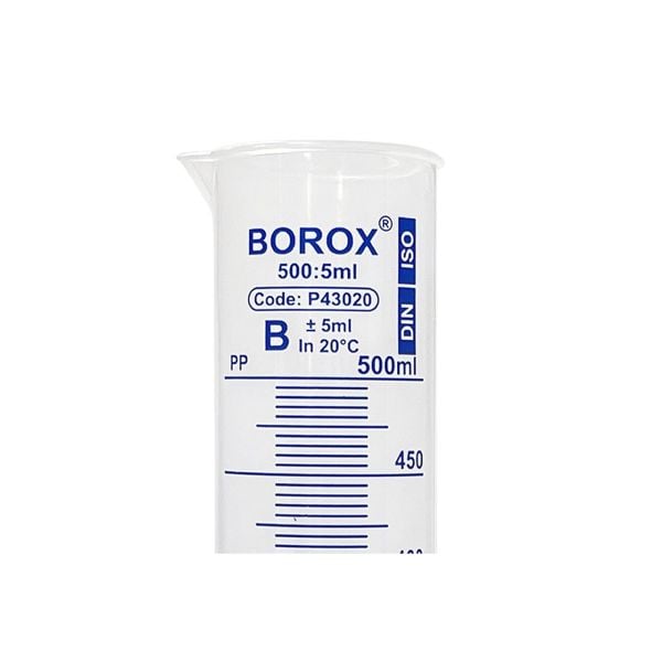 Borox Plastik Mezür 500 ml - Uzun Form - Dereceli Silindir Mavi Skala - 12 Adet Toptan
