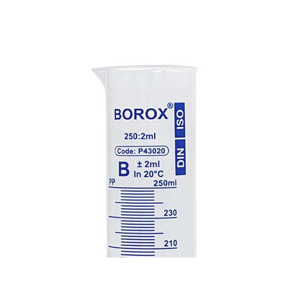 Borox Plastik Mezür 250 ml - Uzun Form - Dereceli Silindir Mavi Skala - 24 Adet Toptan