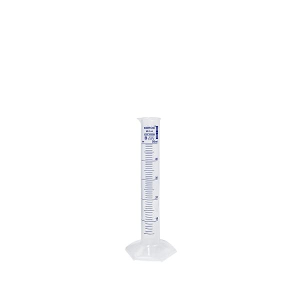 Borox Plastik Mezür 50 ml - Uzun Form - Dereceli Silindir Mavi Skala - 48 Adet Toptan