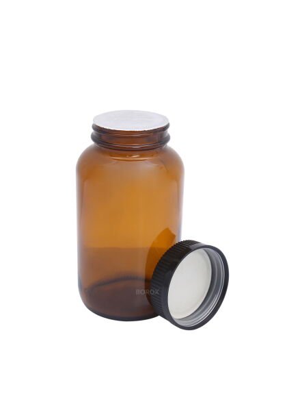 Borox Amber Cam Şişe 300 ml - Bastır Aç Kapaklı Ecza Şişe