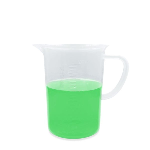 Borox Kulplu Plastik Beher 500 ml - Kabartma Dereceli Beaker - Ölçü Kabı