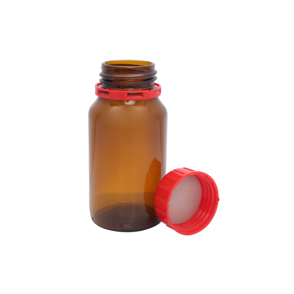 Borox Cam Amber Şişe Kırmızı Kapaklı Geniş Boyunlu - 500ml