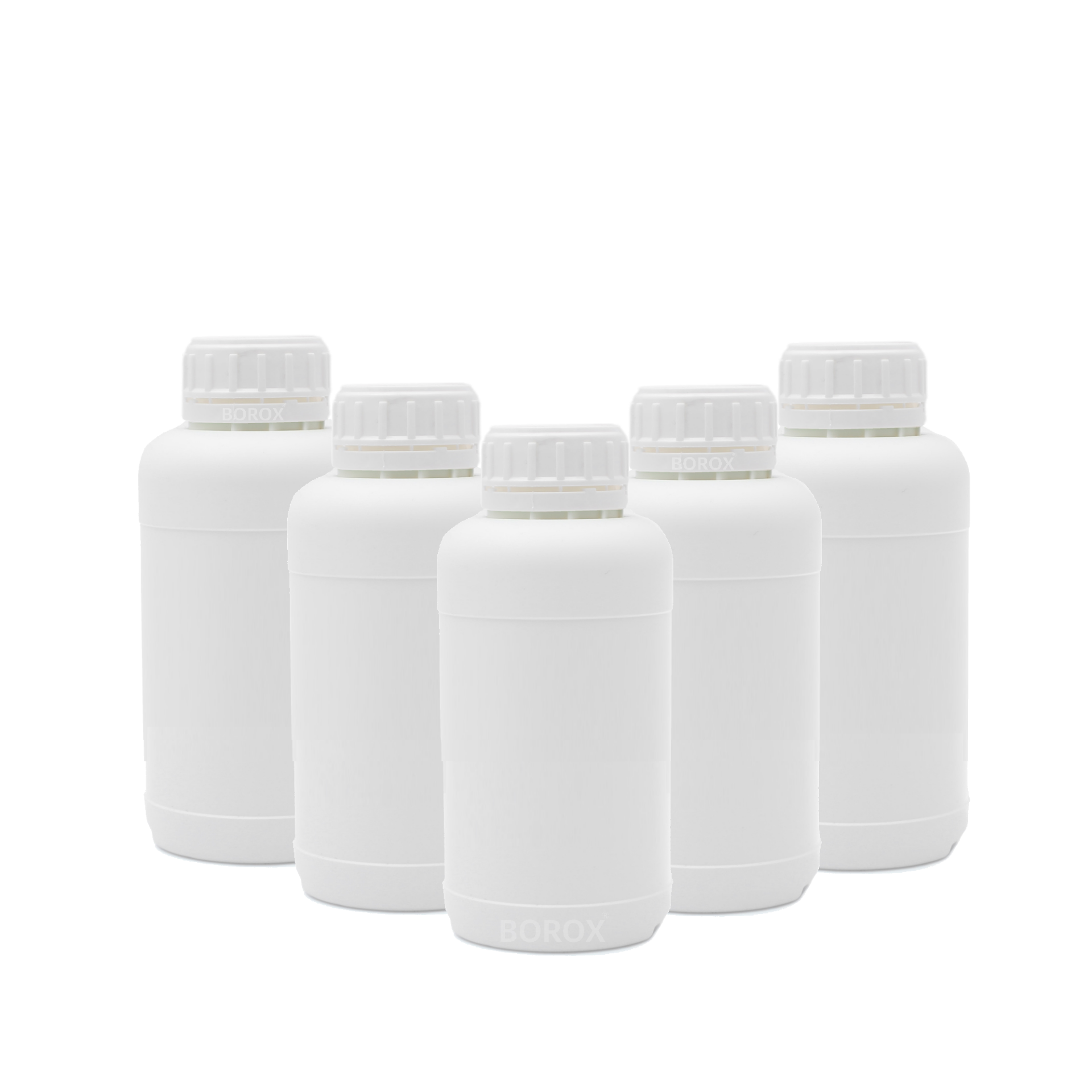 Borox Plastik Yuvarlak Şişe 250 ml - Beyaz Kapaklı 5 Adet