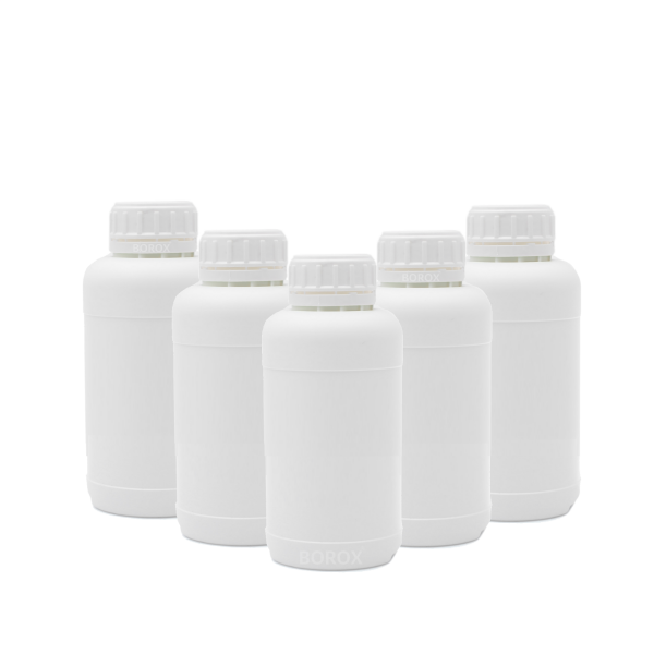 Borox Plastik Yuvarlak Şişe 250 ml - Beyaz Kapaklı 5 Adet