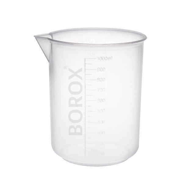 Borox Plastik Beher 1000ml - Kabartma Dereceli Ölçülü Beaker