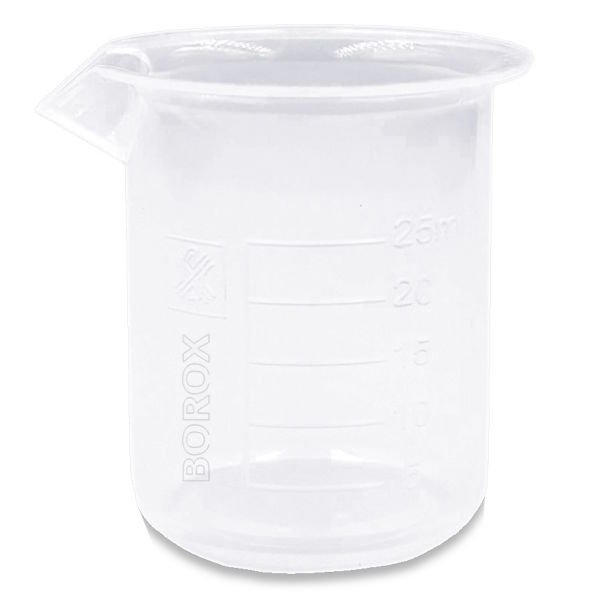 Borox Plastik Beher 25 ml - Kabartma Dereceli - Plastic Beaker Autoclavable