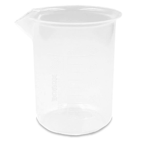 Borox Plastik Beher 50 ml - Kabartma Dereceli - Plastic Beaker Autoclavable