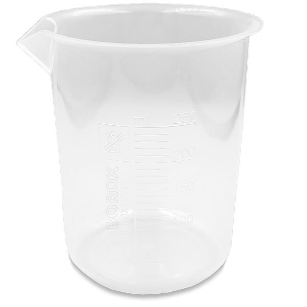 Borox Plastik Beher 250 ml - Kabartma Dereceli - Plastic Beaker Autoclavable