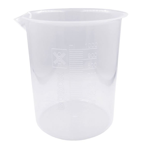 Borox Plastik Beher 1000 ml - Kabartma Dereceli - Plastic Beaker Autoclavable