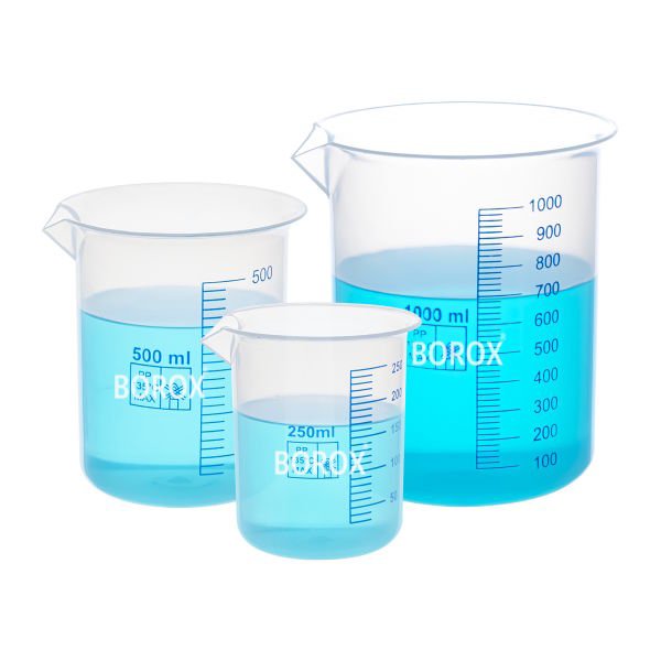 Borox Plastik Beher 50 ml - Ölçü Kabı - Mavi Skala