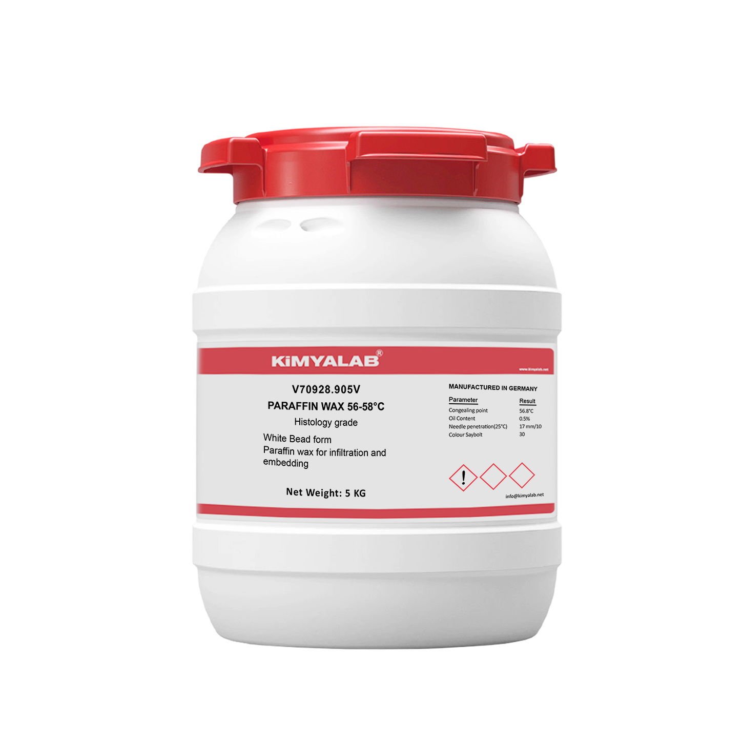 Parafin Boncuk - Paraffin Wax 56-58°C - 5 Kg-HDPE Varil - Histology Grade