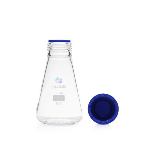 Borosil Cam Erlen 250 ml - Erlenmeyer Flask GL45 Kapaklı