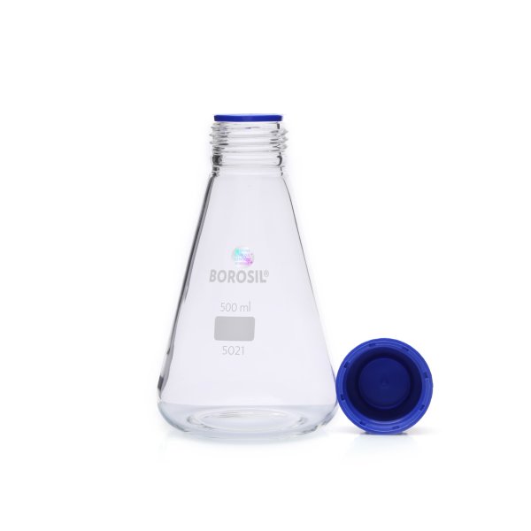 Borosil Cam Erlen 500 ml - Erlenmeyer Flask GL45 Kapaklı