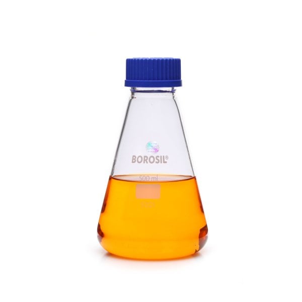 Borosil Cam Erlen 500 ml - Erlenmeyer Flask GL45 Kapaklı