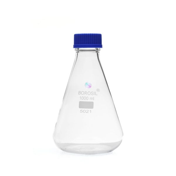 Borosil Cam Erlen 1000 ml - Erlenmeyer Flask GL45 Kapaklı