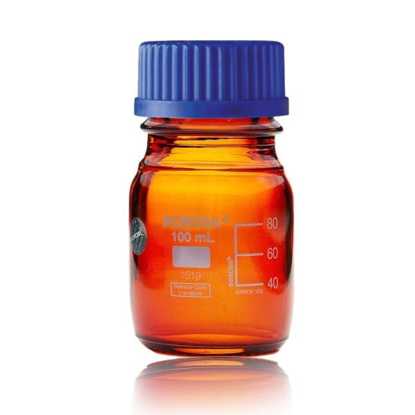 Borosil Cam Amber Şişe 100 ml - Vida Kapaklı Boş Cam Şişe