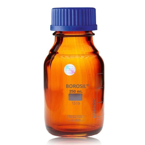 Borosil Cam Amber Şişe 250 ml - Vida Kapaklı Boş Cam Şişe