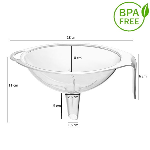 Borox Plastik Saplı Huni - Kulplu Huni 250 ml - 18x11x10 cm