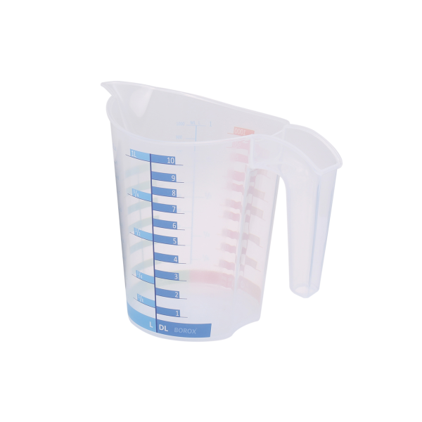 Borox Kulplu Plastik Beher 1000 ml - Renkli Ölçekli Beaker