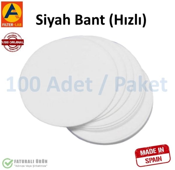 Filtre Kağıdı 125 mm Kantitatif  - Siyah Bant
