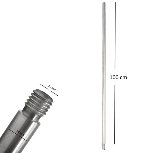 Borox Büret Standı Çubuğu 100cm - Krom Kaplama Çelik Çubuğu Çapı 10mm - Vida Kısmı 10mm