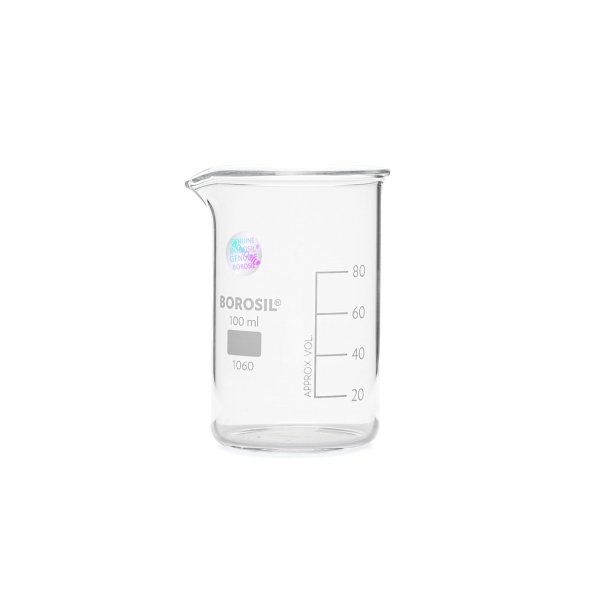 Borosil Cam Beher 100 ml - Uzun Form Isıya Dayanıklı Beaker