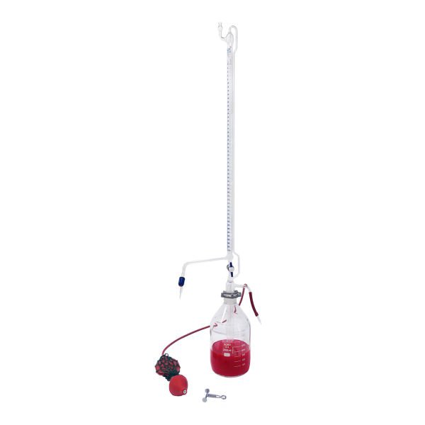 Borox Cam Otomatik Büret 100 ml 0.2ml Teflon Musluk - Class A Sertifikalı - PTFE Ara Musluklu
