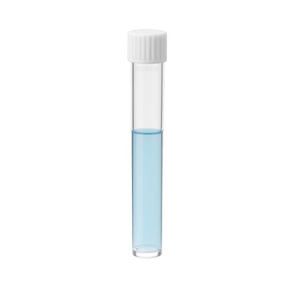 Borox Plastik Deney Tüpü 16x110mm Dibi Düz - Vida Kapaklı Contalı Test Tüp 100 Adet