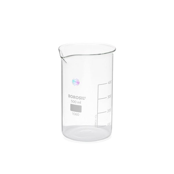 Borosil Cam Beher 500 ml - Uzun Form Isıya Dayanıklı Beaker