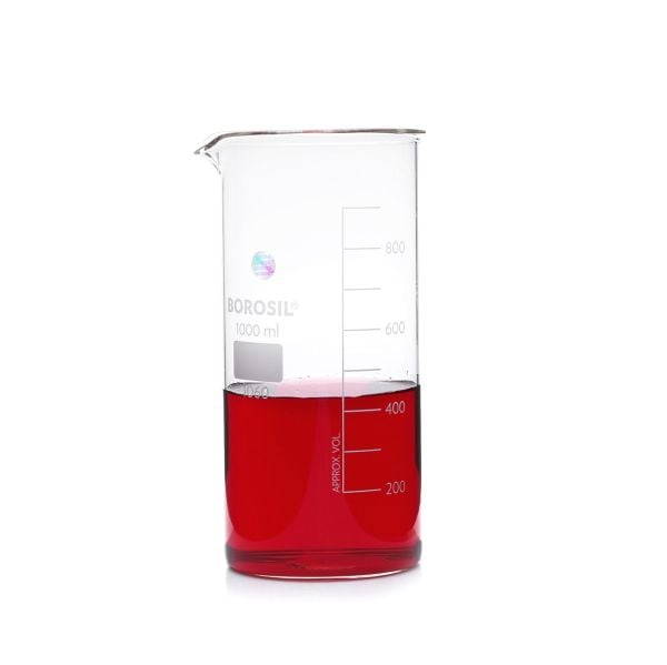 Borosil Cam Beher 1000 ml - Uzun Form Isıya Dayanıklı Beaker