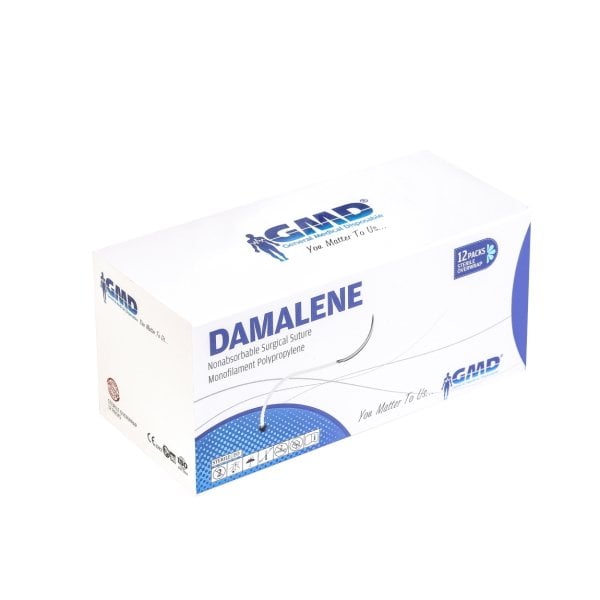 Damalene Emilmeyen Cerrahi Sütür - PP İplik - USP: 0-75 cm - 3/8 Daire 40 mm - Ters Keskin İğne