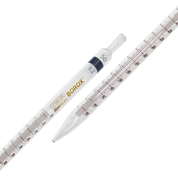 Borox Cam Dereceli Pipet 50 ml - Serolojik Pipet - 1 Adet