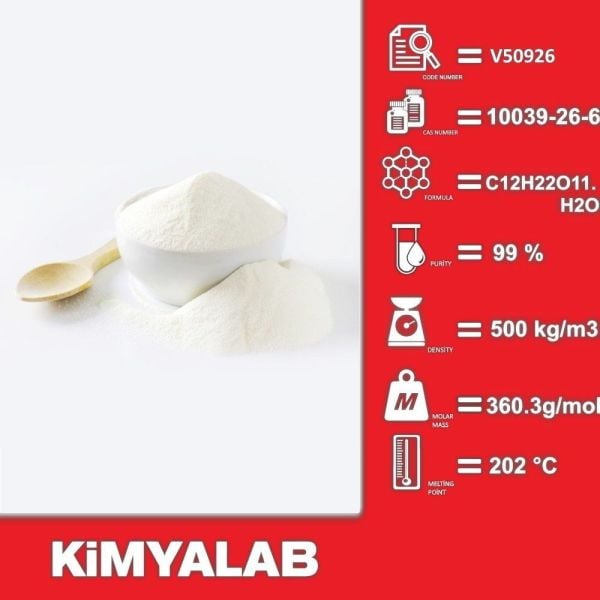 Kimyalab Laktoz Monohidrat - Lactose Monohydrate - 5 Kg-HDPE Varil