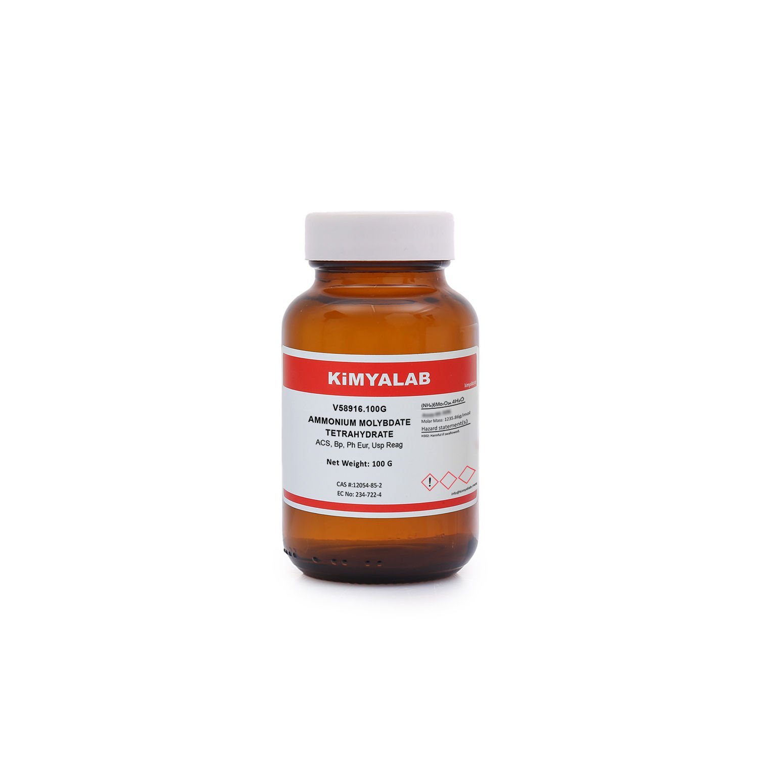 Kimyalab Amonyum Heptamolibdat 100g - Ammonium Molybdate Tetrahydrate