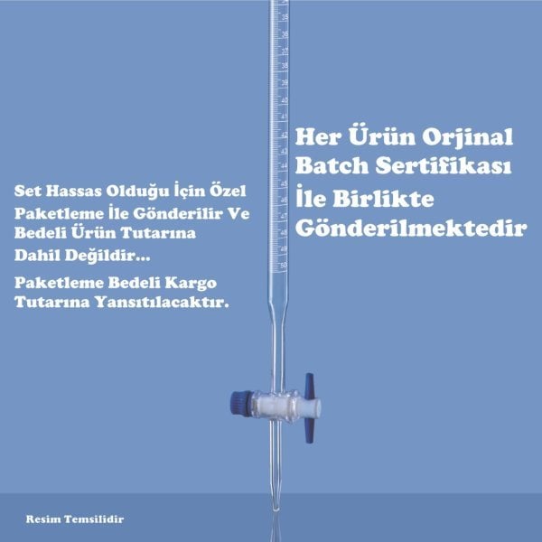 Borosil Cam Büret Düz 10 ml 0.05 ml Teflon Musluk - Class A