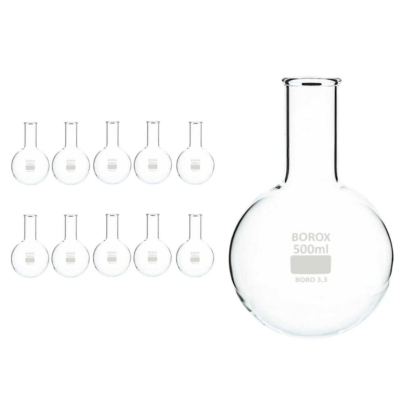Borox Cam Balon 100 ml - Dibi Yuvarlak - Kaynatma Balonu - 10 Adet Toptan