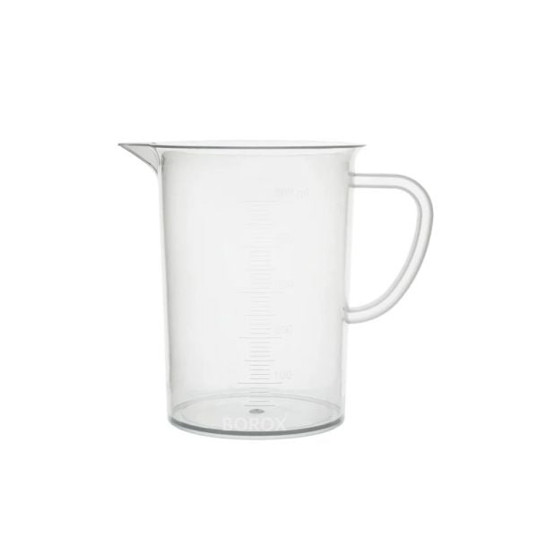 Borox Kulplu Plastik Beher 500 ml - Kabartma Dereceli Beaker - Ölçü Kabı - 12 Adet Toptan