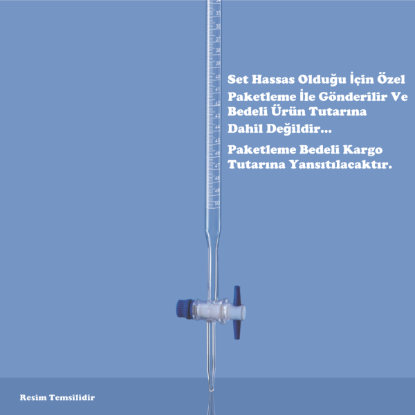 Borosil Cam Büret Düz 50 ml 0.10 ml Teflon Musluk - Class B