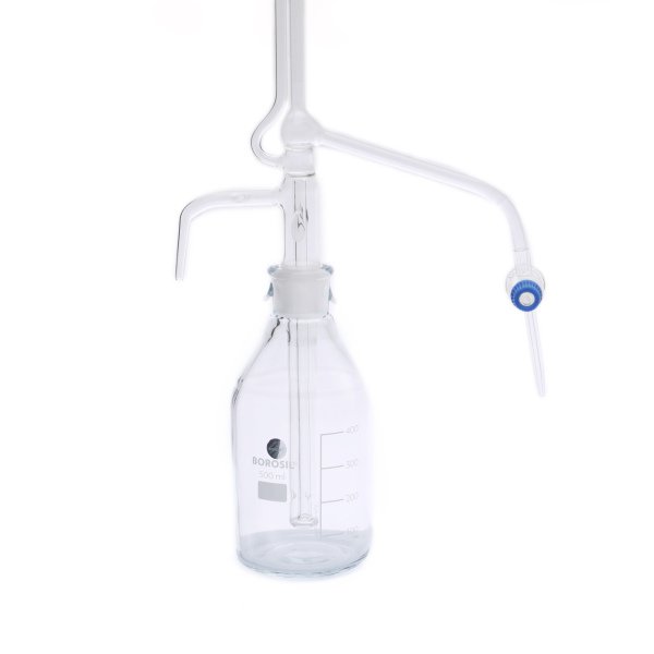 Borosil Otomatik Büret Şeffaf 10ml 0.05ml Cam Musluk Class A
